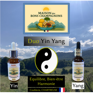 Pack Duo Yin Yang – Reishi & Crinière de Lion | Extraits Bio | Maison des Bons Champignons – COUBLEVIE, VOIRON, Chartreuse
